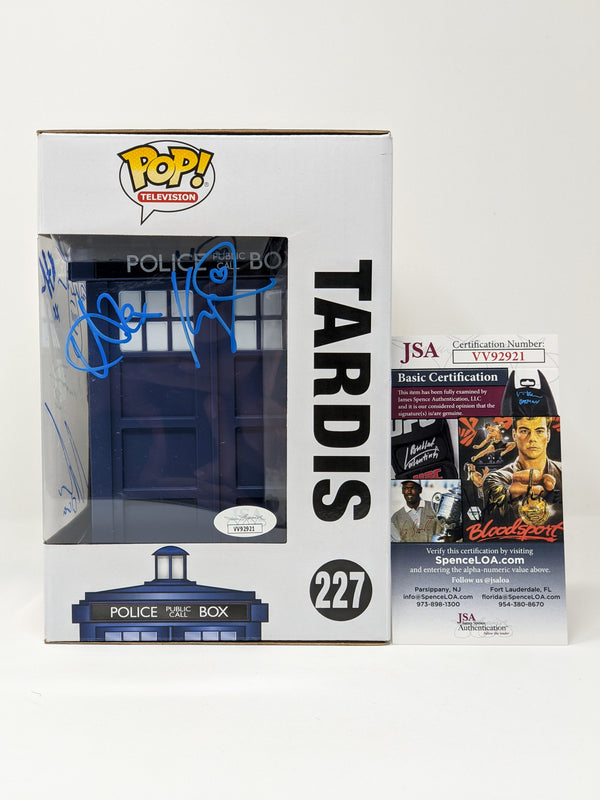 Doctor Who Tardis #227 Funko Pop Cast x5 Signed Gillan, Coleman, Davidson, McGann, Kingston JSA Certified Autograph