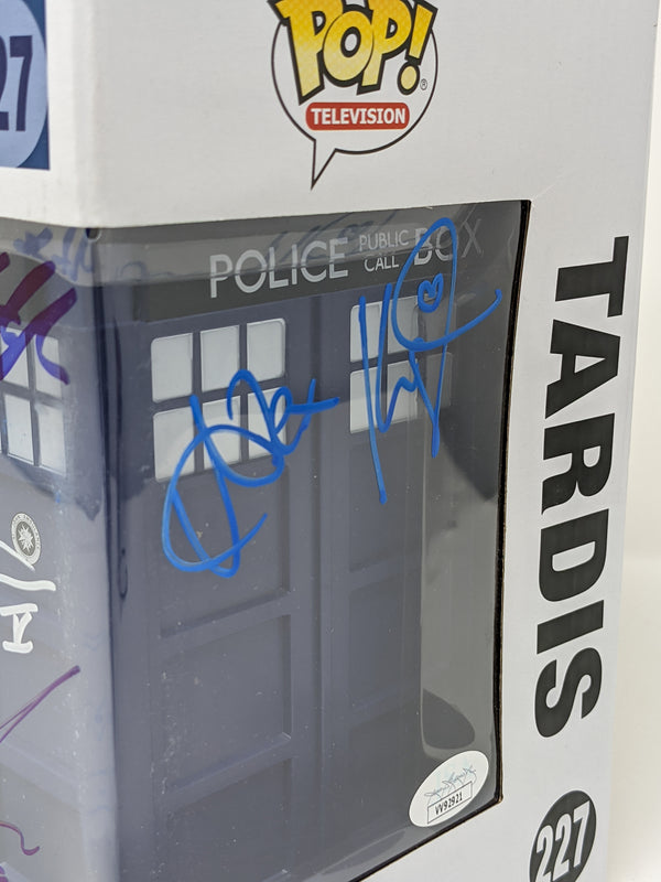 Doctor Who Tardis #227 Funko Pop Cast x5 Signed Gillan, Coleman, Davidson, McGann, Kingston JSA Certified Autograph