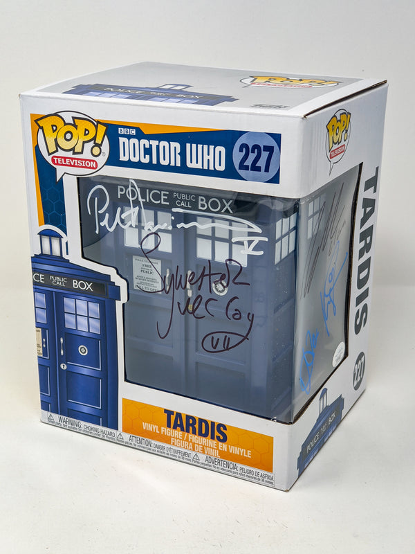 Doctor Who Tardis #227 Funko Pop Cast x4 Signed Coleman, Davidson, Kingston, McCoy  JSA Certified Autograph