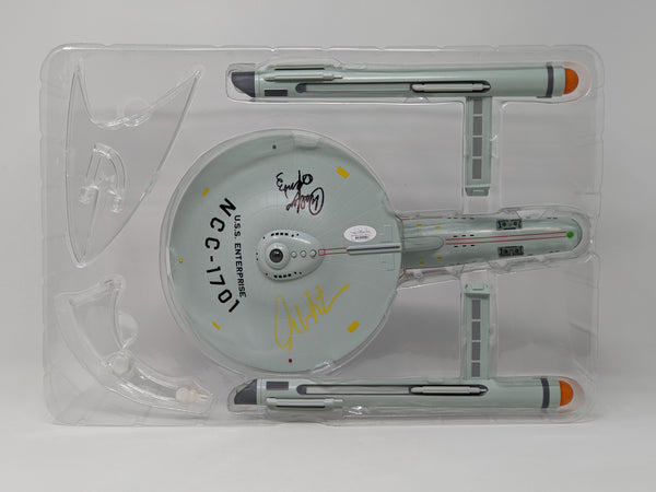 Star Trek USS Enterprise Playmates Model NCC-1701 x2 Signed Koenig Shatner JSA Certified Autograph