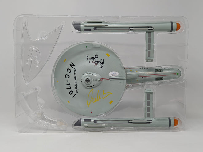 Star Trek USS Enterprise Playmates Model NCC-1701 x2 Signed Koenig Shatner JSA Certified Autograph