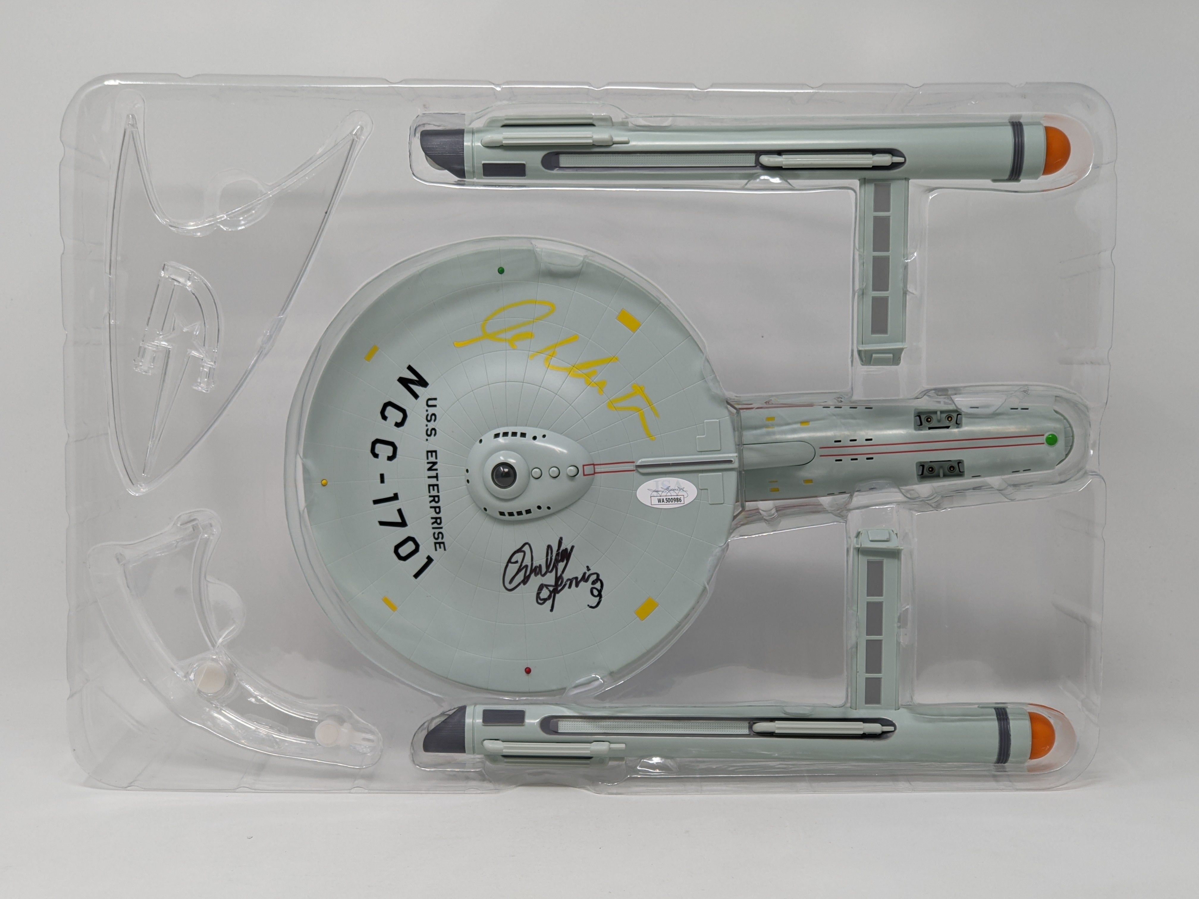 Star Trek USS Enterprise Playmates Model NCC-1701 x2 Signed Koenig Shatner JSA Certified Autograph