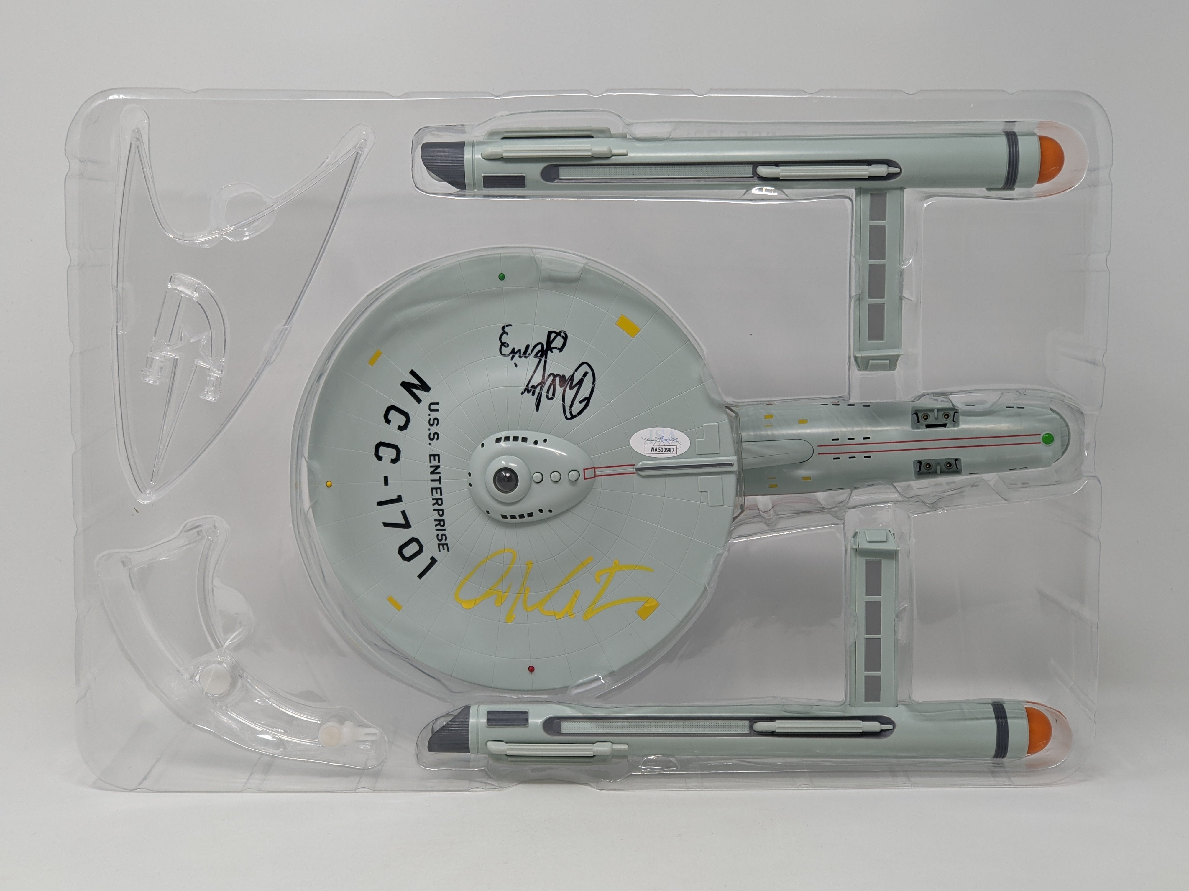 Star Trek USS Enterprise Playmates Model NCC-1701 x2 Signed Koenig Shatner JSA Certified Autograph