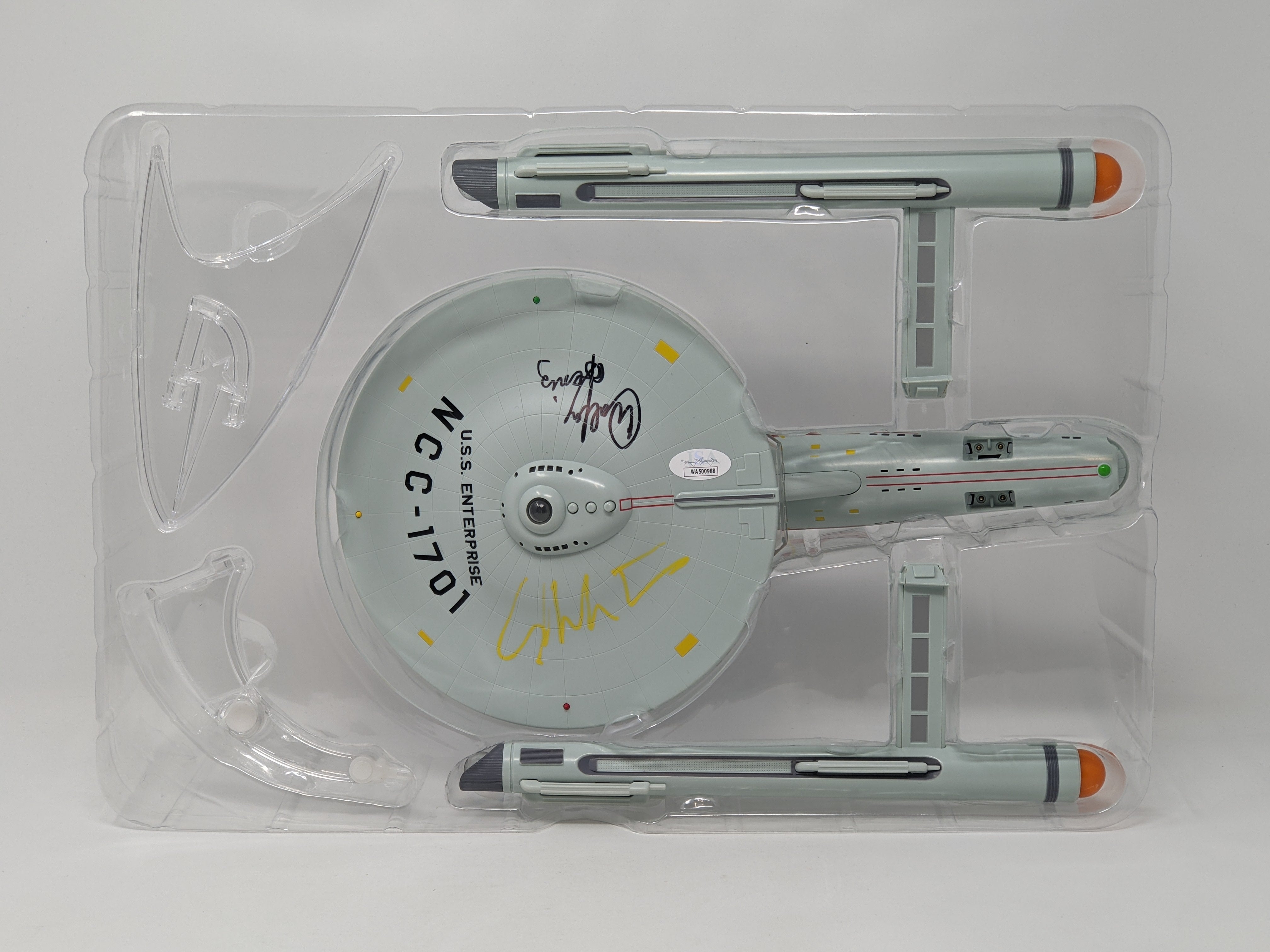 Star Trek USS Enterprise Playmates Model NCC-1701 x2 Signed Koenig Shatner JSA Certified Autograph