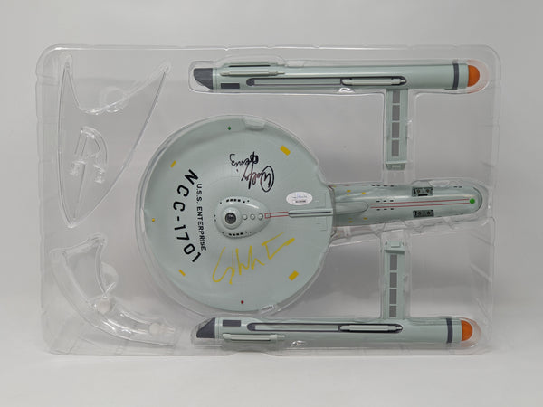 Star Trek USS Enterprise Playmates Model NCC-1701 x2 Signed Koenig Shatner JSA Certified Autograph