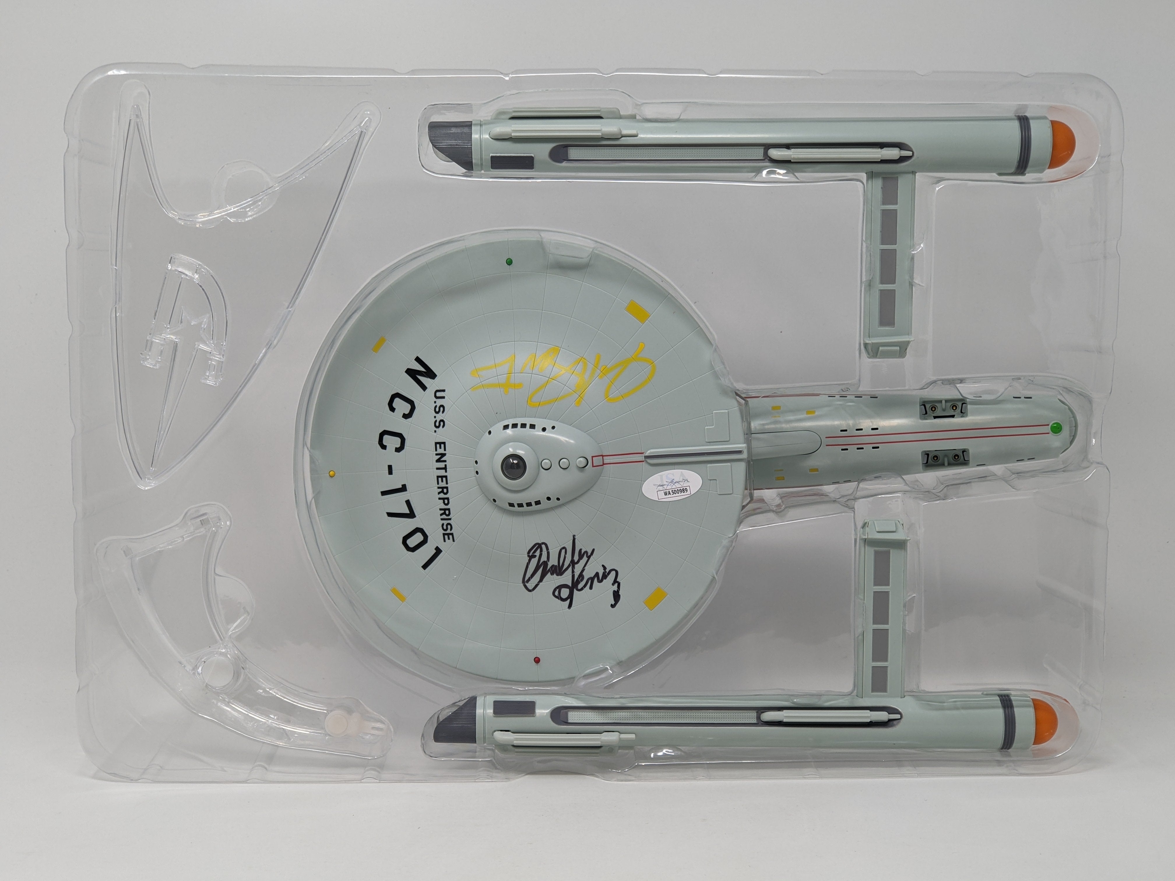 Star Trek USS Enterprise Playmates Model NCC-1701 x2 Signed Koenig Shatner JSA Certified Autograph