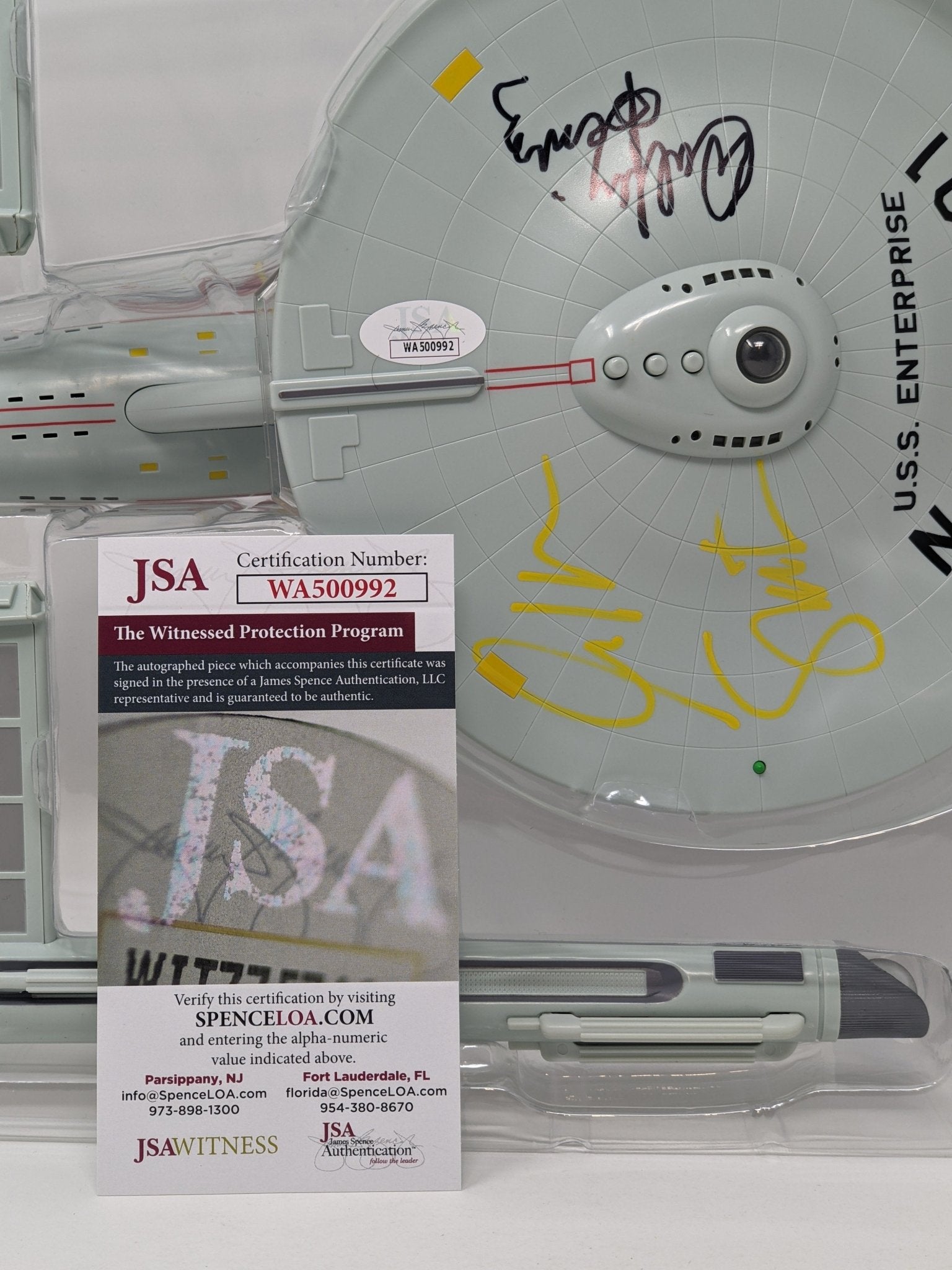 Star Trek USS Enterprise Playmates Model NCC-1701 x2 Signed Koenig Shatner JSA Certified Autograph