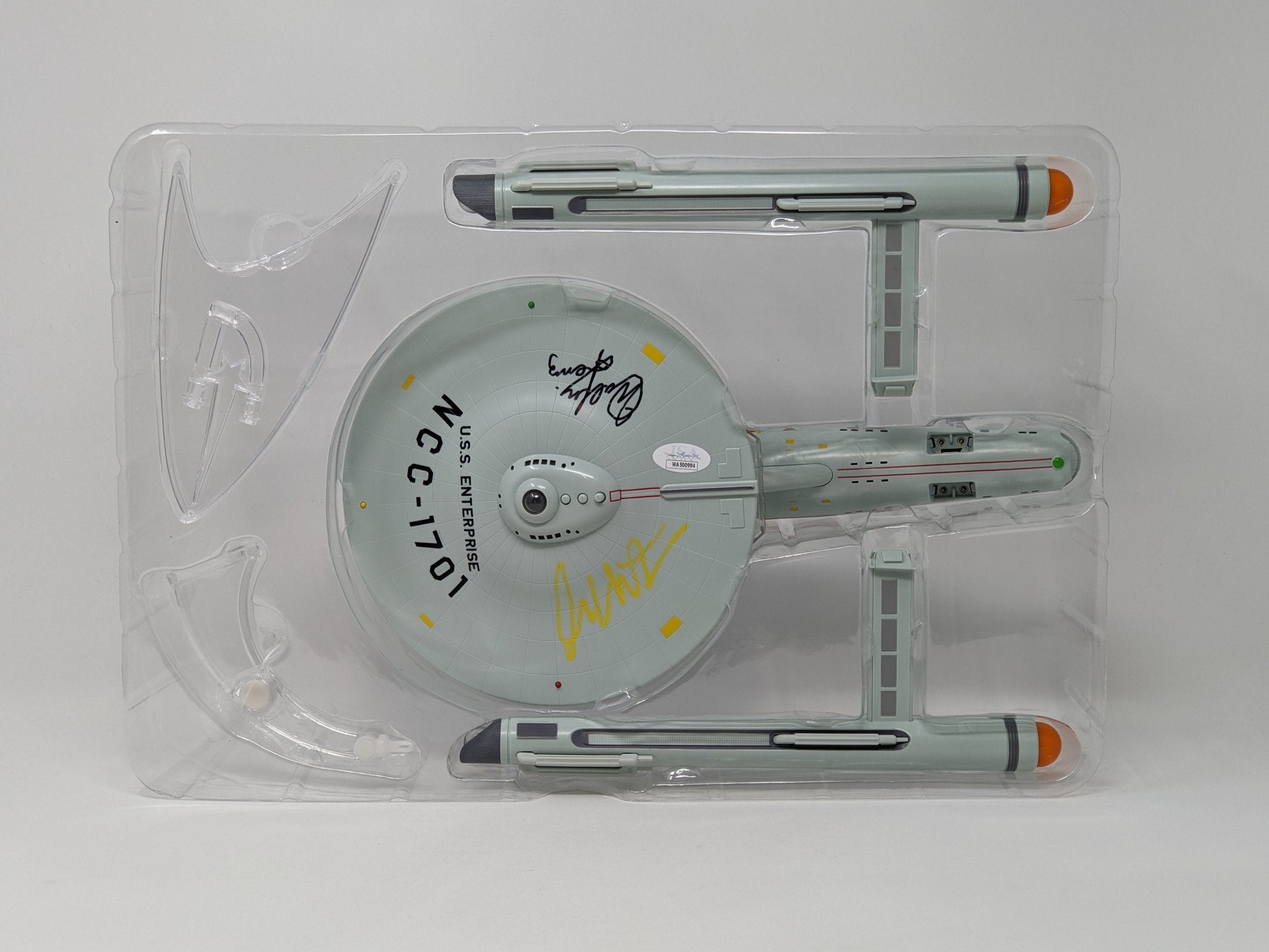 Star Trek USS Enterprise Playmates Model NCC-1701 x2 Signed Koenig Shatner JSA Certified Autograph