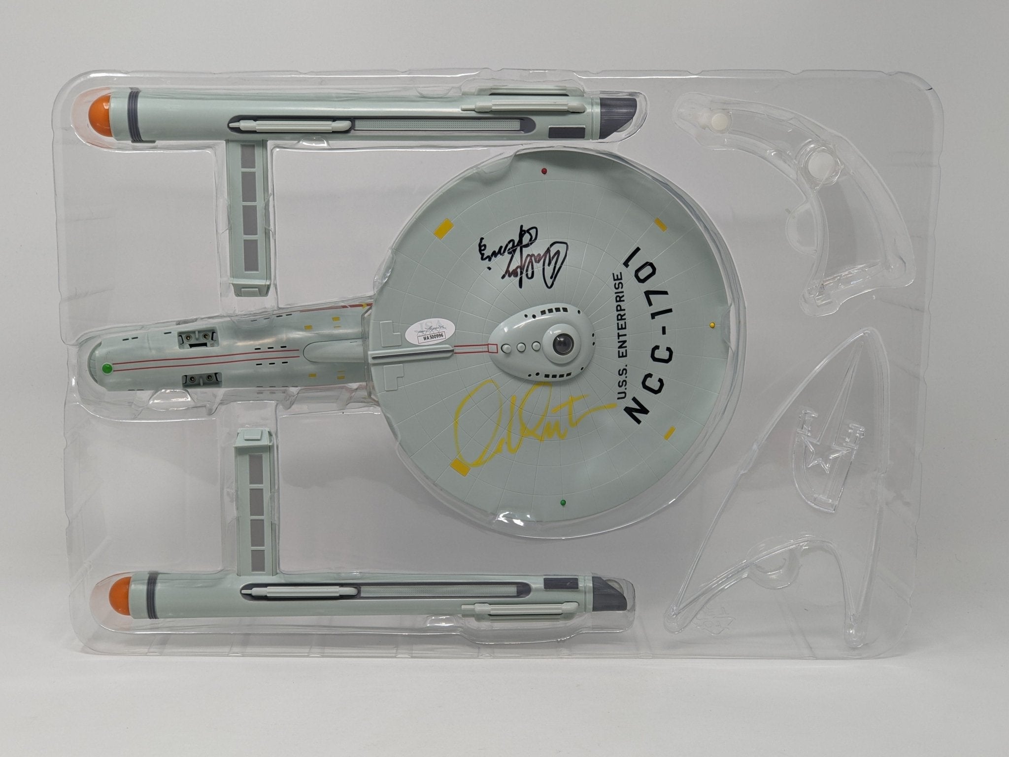 Star Trek USS Enterprise Playmates Model NCC-1701 x2 Signed Koenig Shatner JSA Certified Autograph