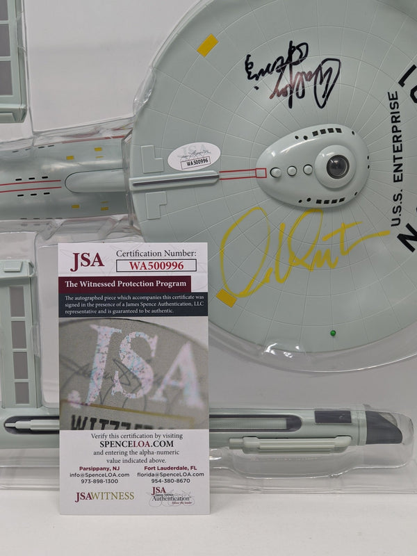 Star Trek USS Enterprise Playmates Model NCC-1701 x2 Signed Koenig Shatner JSA Certified Autograph