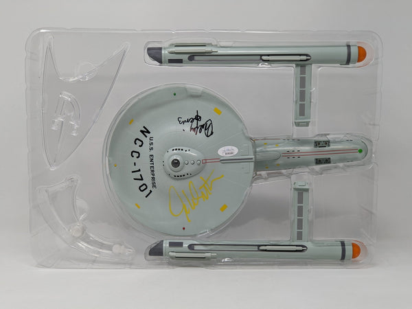 Star Trek USS Enterprise Playmates Model NCC-1701 x2 Signed Koenig Shatner JSA Certified Autograph