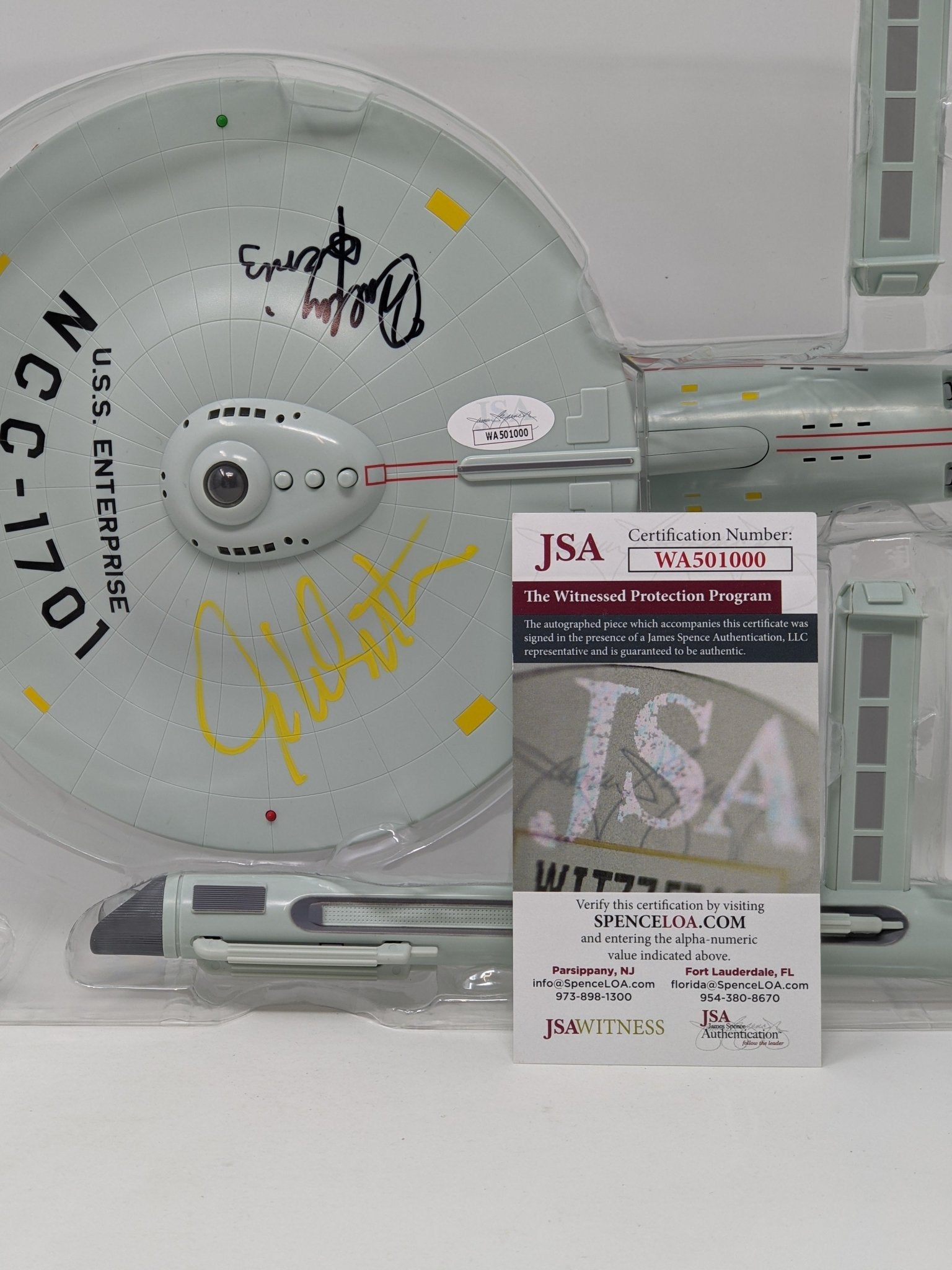 Star Trek USS Enterprise Playmates Model NCC-1701 x2 Signed Koenig Shatner JSA Certified Autograph
