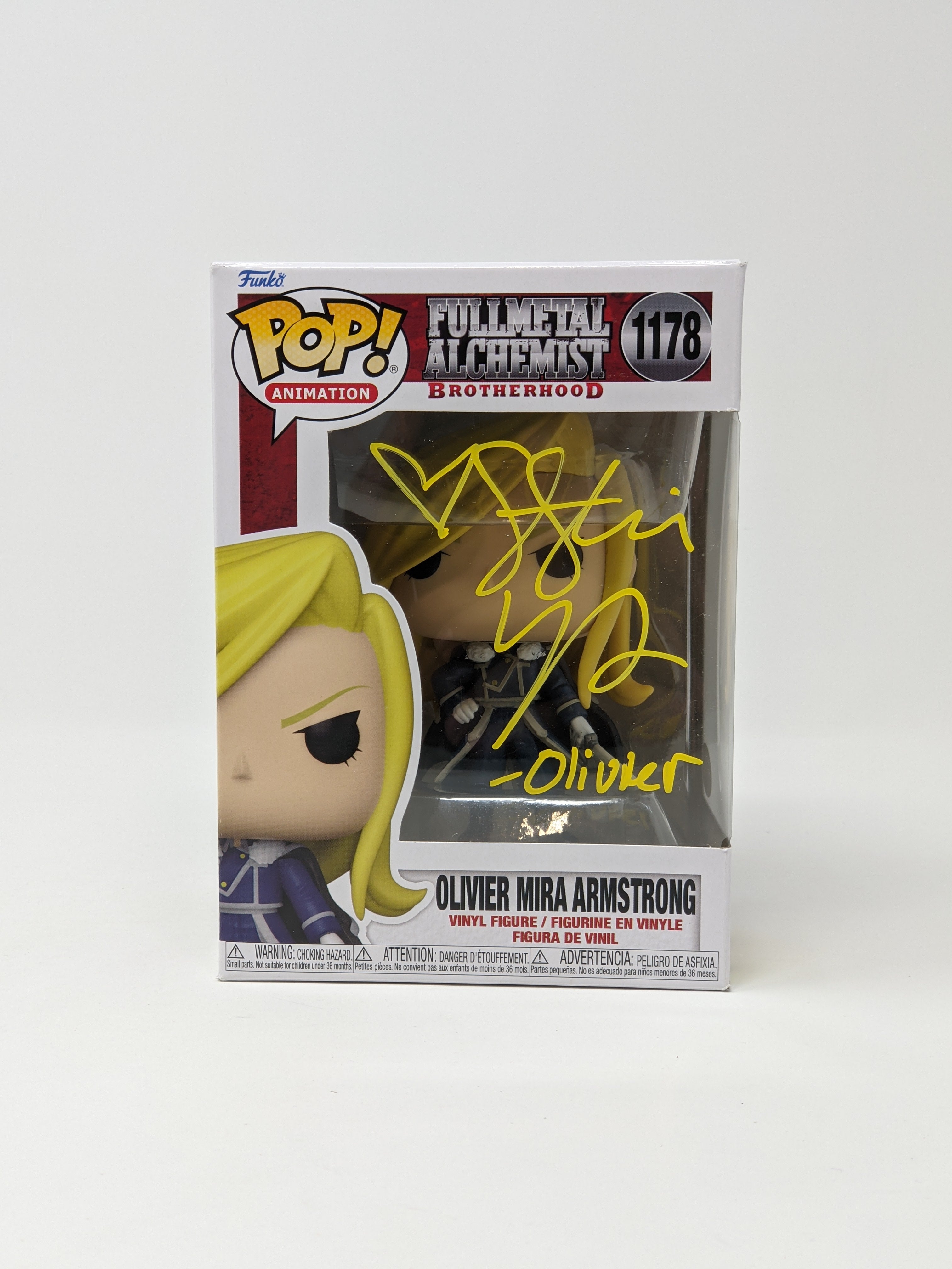 Stephanie Young Fullmetal Alchemist Olivier Mira Armstrong #1178 Signed Funko Pop JSA Certified Autograph