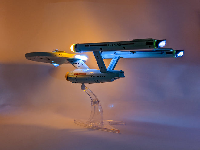 Star Trek USS Enterprise Playmates Model NCC-1701 x2 Signed Koenig Shatner JSA Certified Autograph