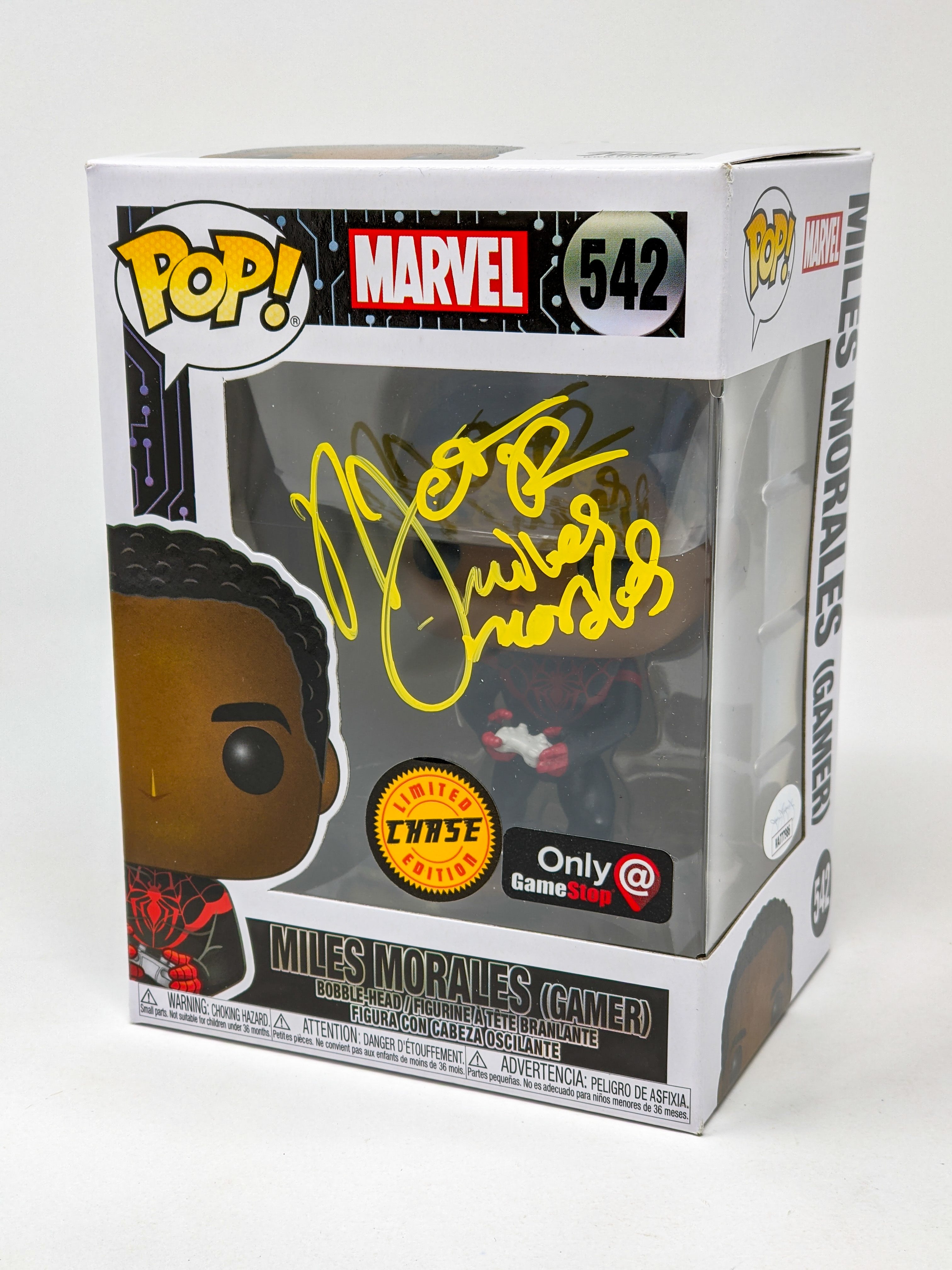 Nadji Jeter Marvel Spiderman Miles Morales (Gamer) Chase Edition #542 Signed Funko Pop JSA Certified Autograph