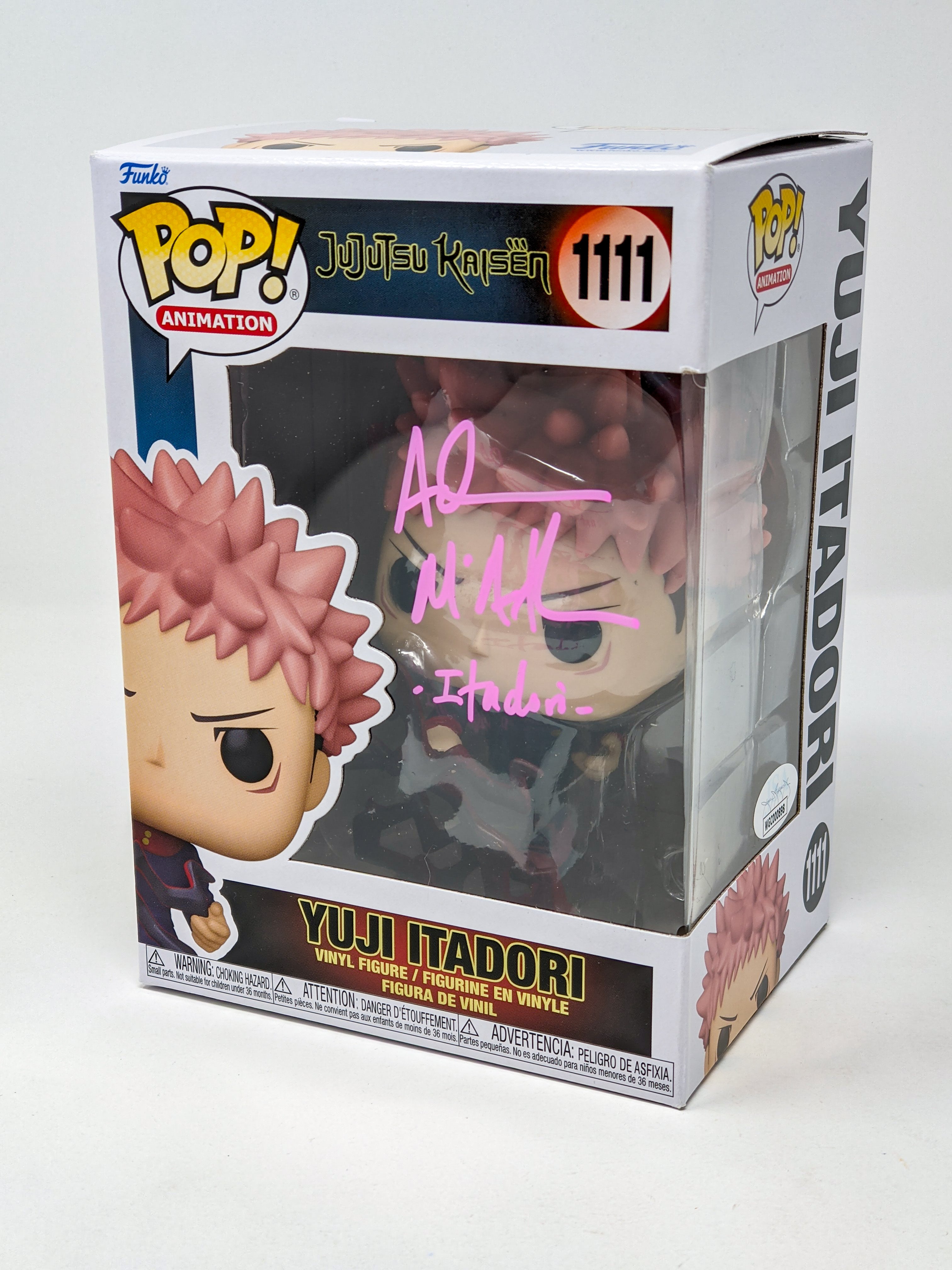 Adam McArthur Jujutsu Kaisen Yuji Itadori #1111  Signed Funko Pop JSA Certified Autograph