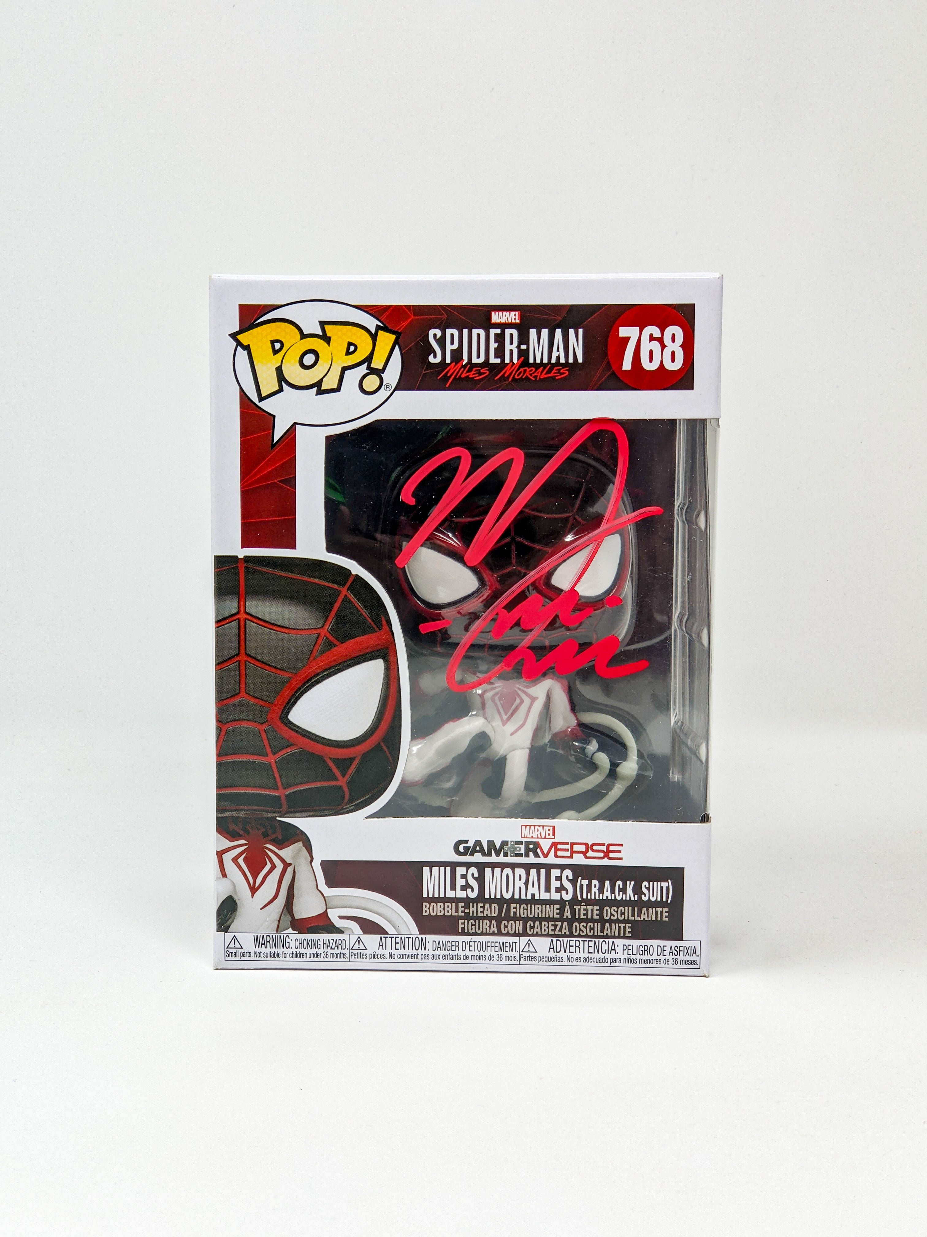 Nadji Jeter Spider-Man Miles Morales T.R.A.C.K. Suit #768 Signed Funko Pop JSA Certified Autograph