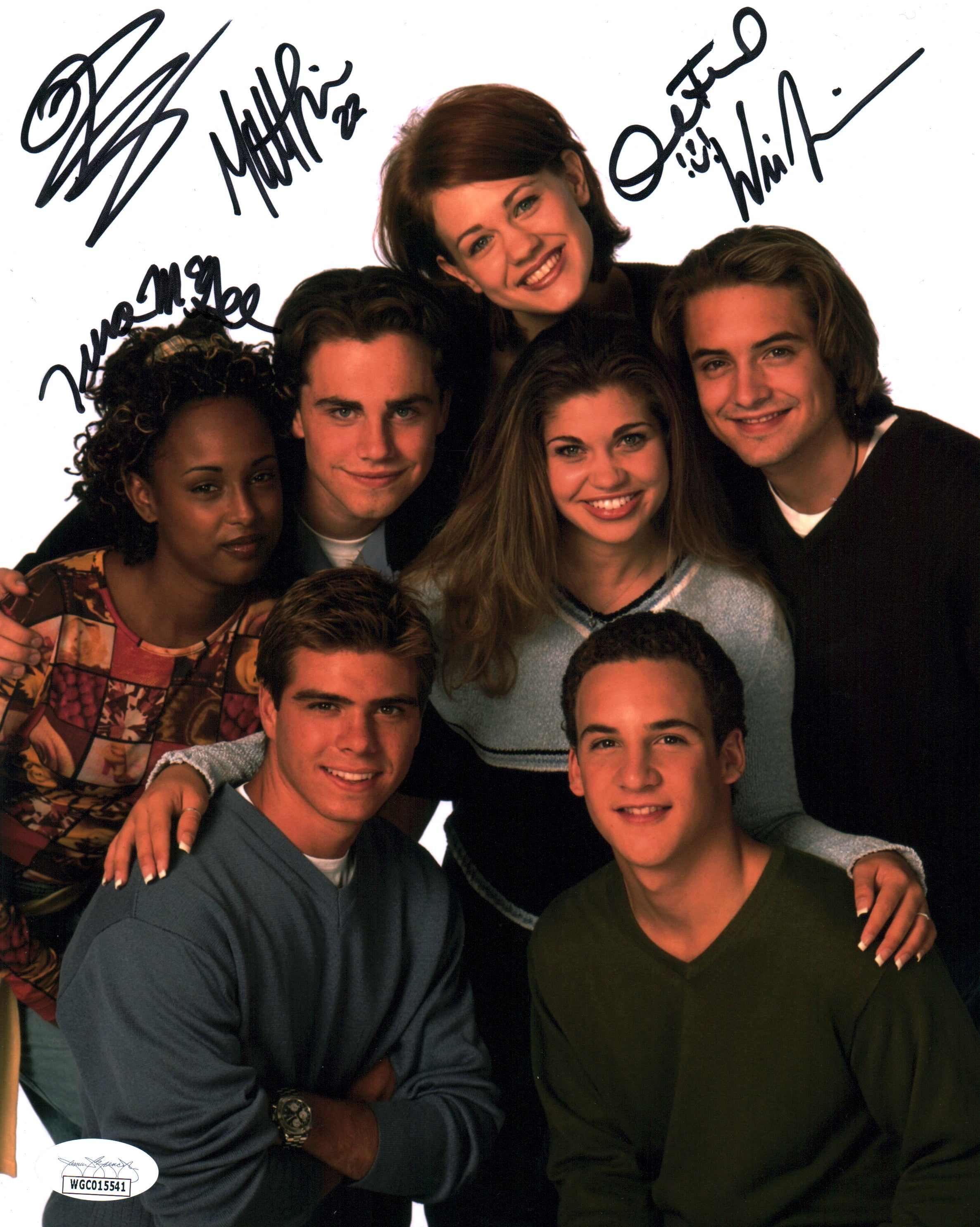 Boy Meets World 8x10 Signed Photo Cast x5 Fishel, Friedle, Lawrence, McGee, Strong JSA Certified Autograph