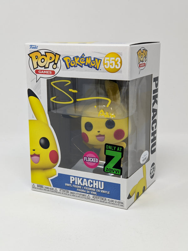 Sarah Natochenny Pokemon Flocked Pikachu #553 Exclusive Flocked Signed Funko Pop JSA COA Certified Autograph