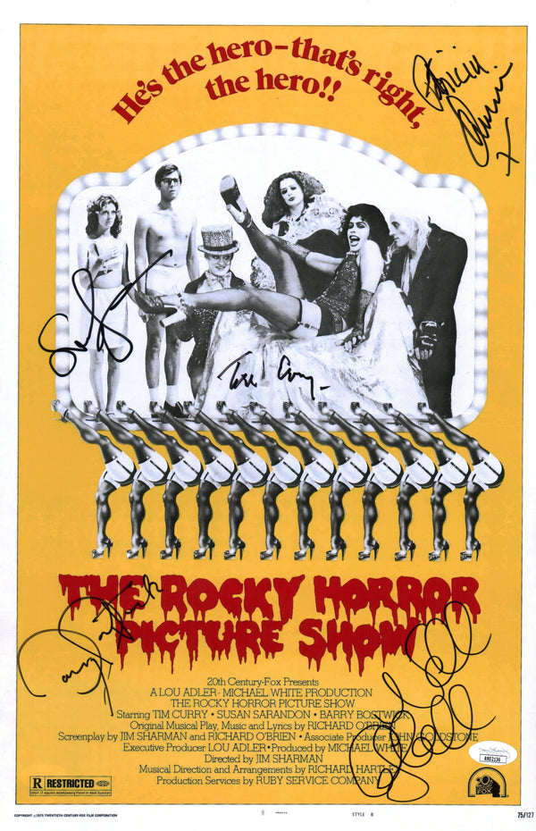 The Rocky Horror Picture Show RHPS 11x17 Signed Bostwick Campbell Curry Quinn Sarandon Cast Photo Poster JSA Beckett Certified COA Autograph