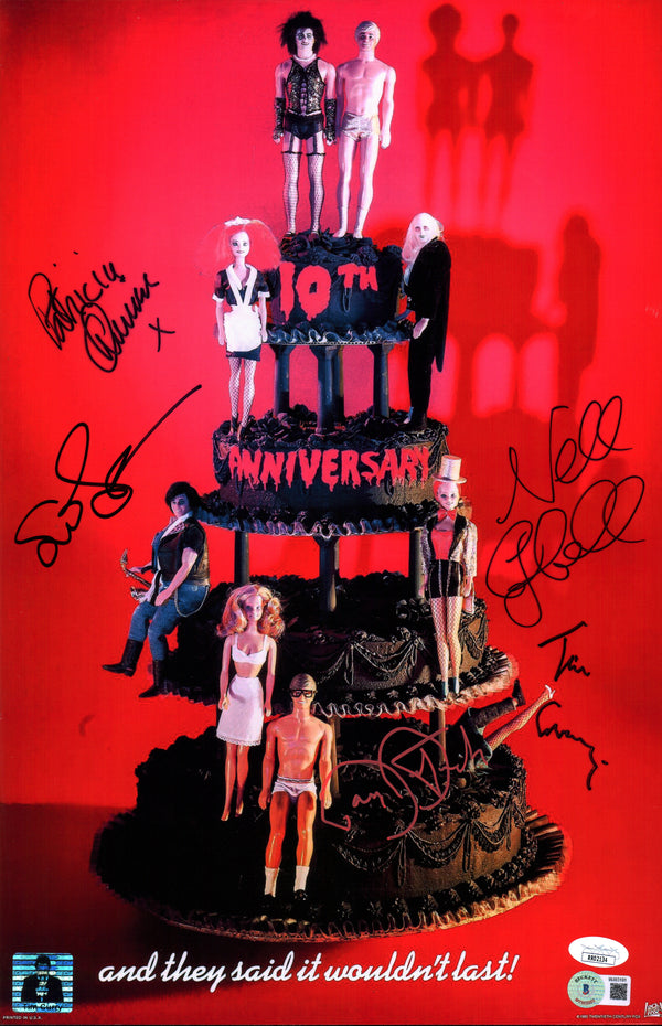 The Rocky Horror Picture Show 11x17 Mini Poster Cast x5 Signed Bostwick Campbell Curry Quinn Sarandon JSA Beckett Certified Autograph