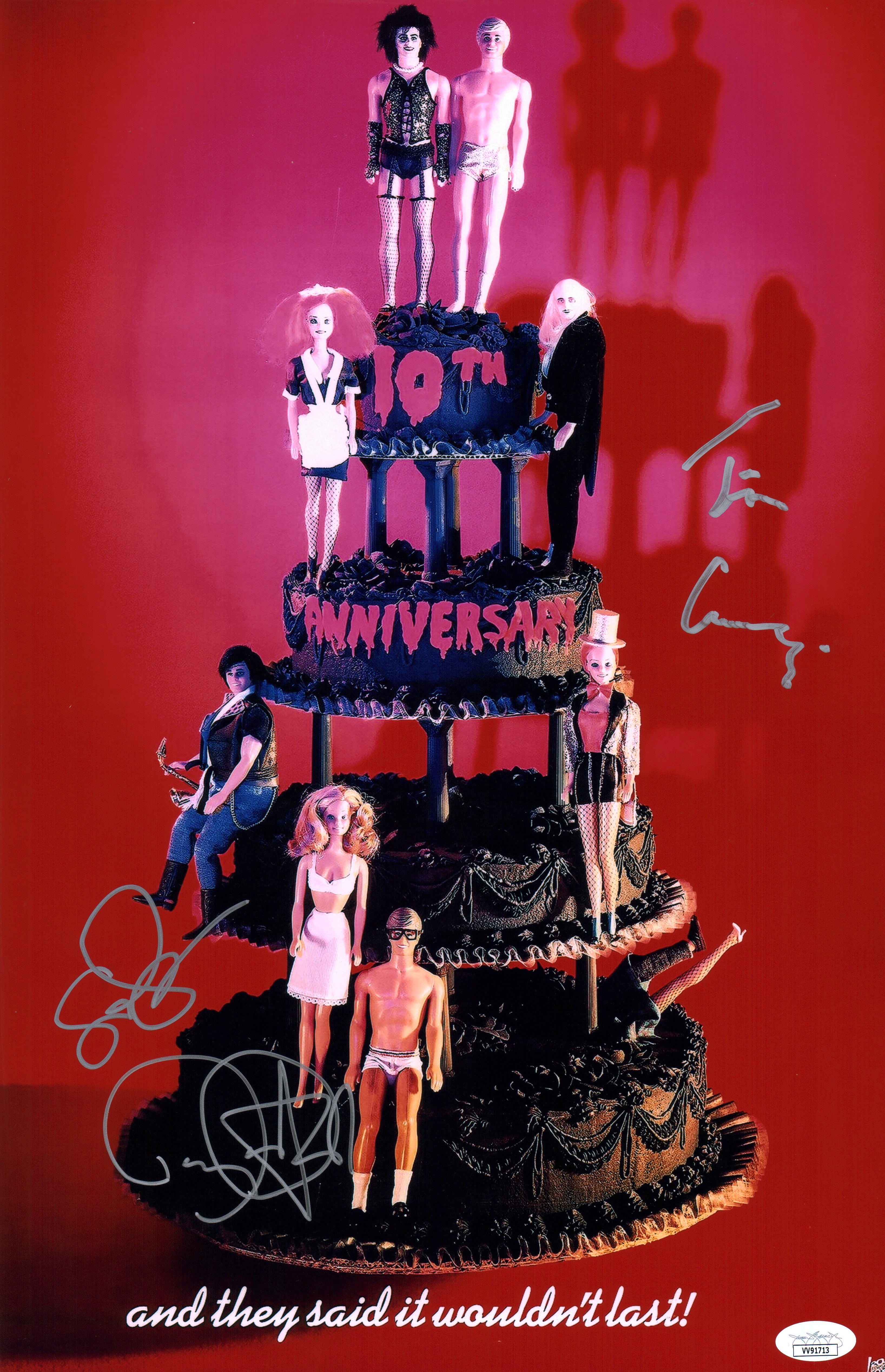 The Rocky Horror Picture Show 11x17 Mini Poster Cast x3 Signed Bostwick Curry Sarandon JSA Beckett Certified Autograph