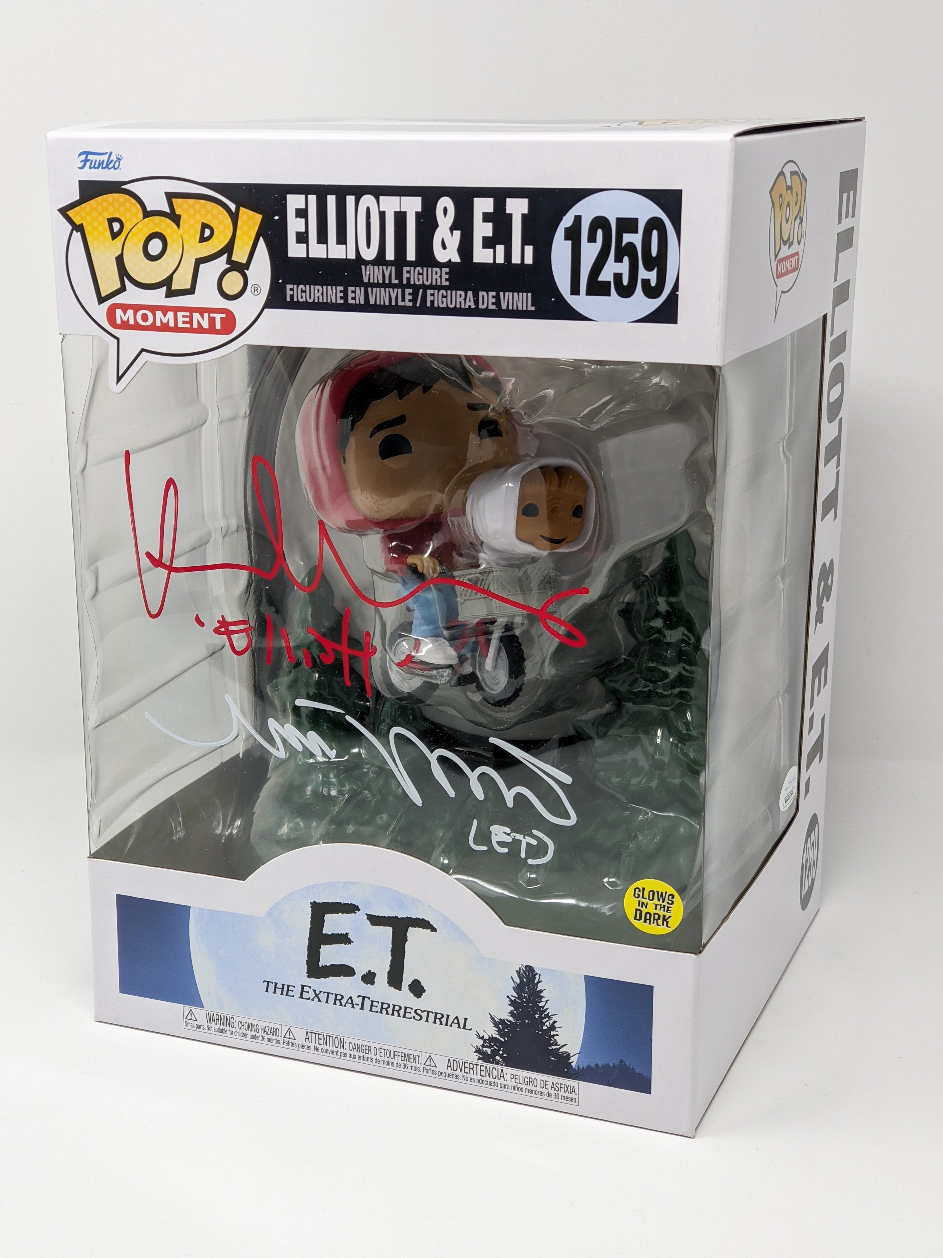 Elliott & E.T #1259 Funko Pop! Moment Glow Cast x2 Signed De Merritt Thomas JSA Certified Autograph