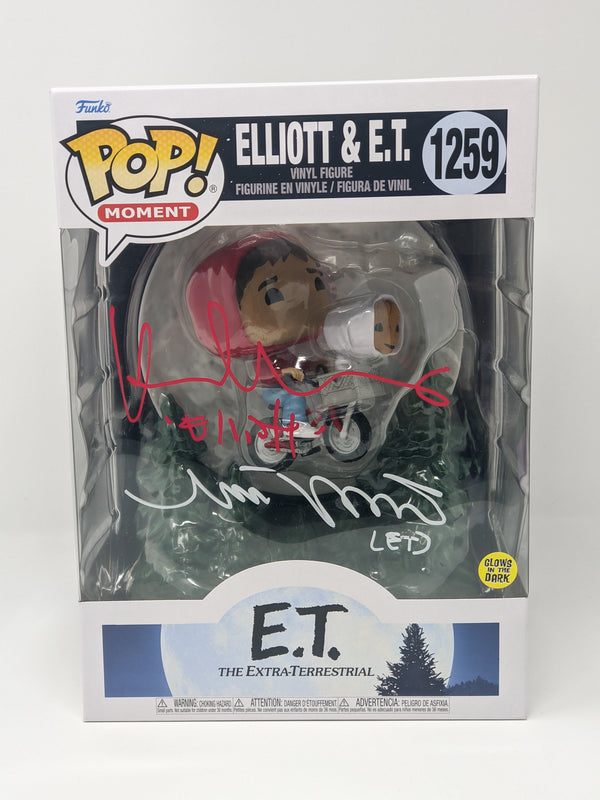 Elliott & E.T #1259 Funko Pop! Moment Glow Cast x2 Signed De Merritt Thomas JSA Certified Autograph