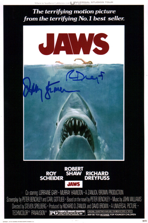 Jaws 8x12 Photo Cast x2 Signed Dreyfuss, Kramer JSA Certified Autograph