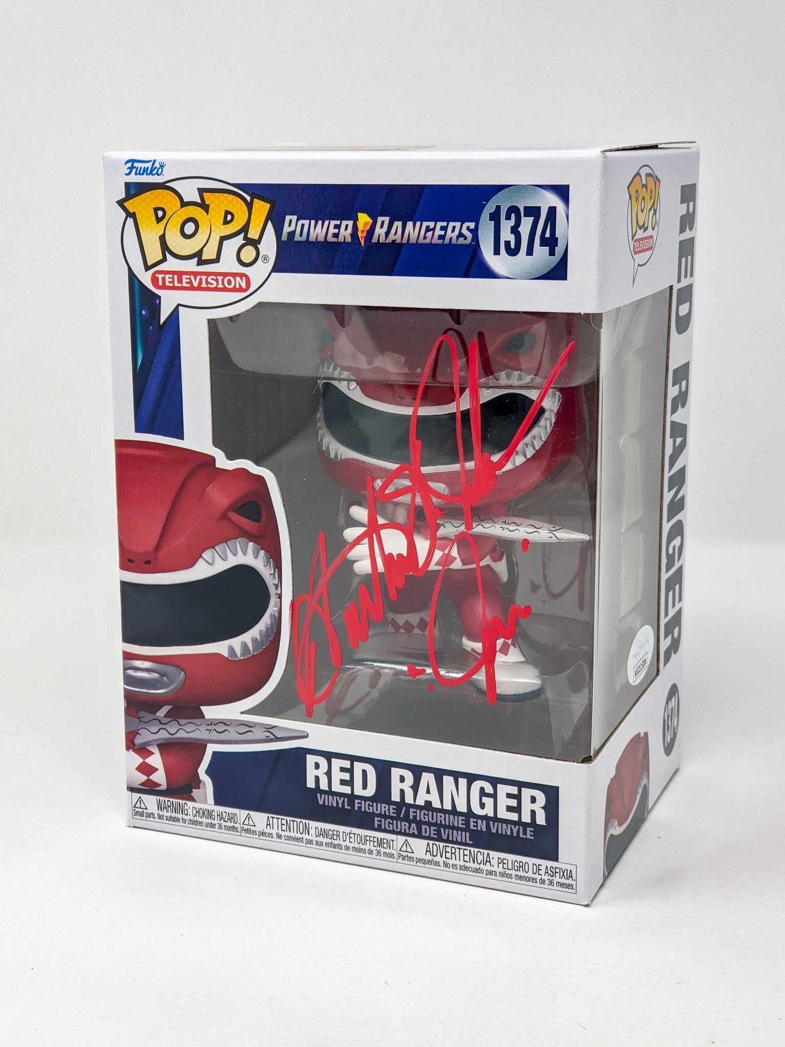 Austin St John Power Rangers Red Ranger #1374 Signed Funko Pop JSA Cer