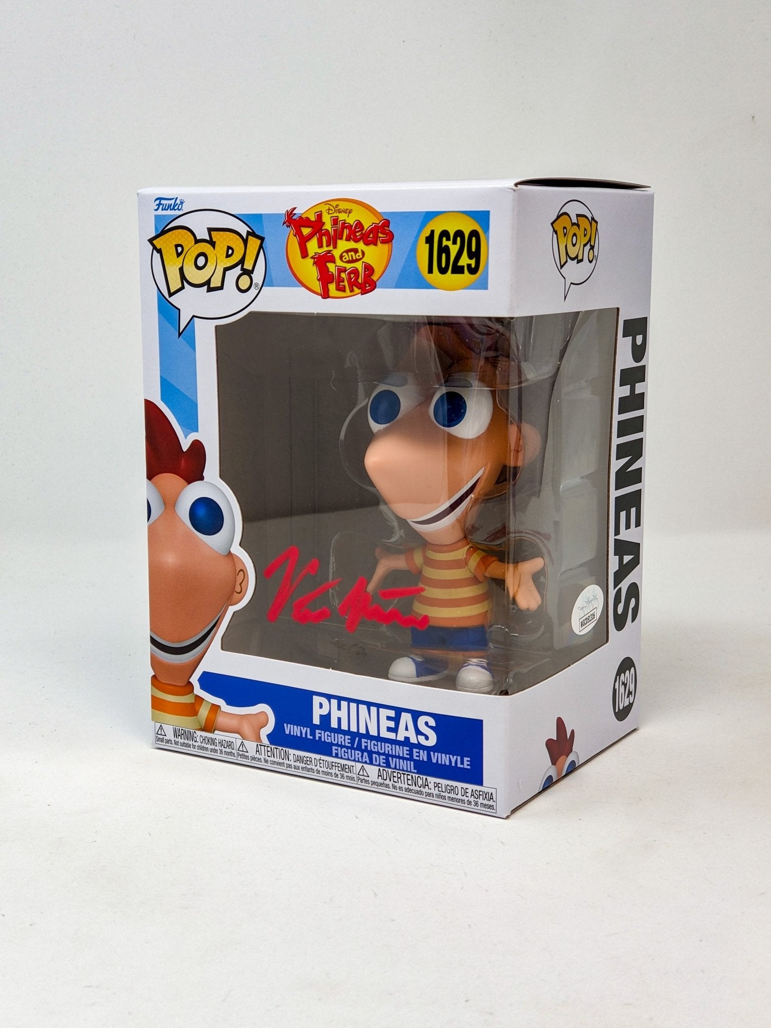 Vincent Martella Phineas and Ferb #1629 PHINEAS Signed Funko Pop JSA Certified Autograph