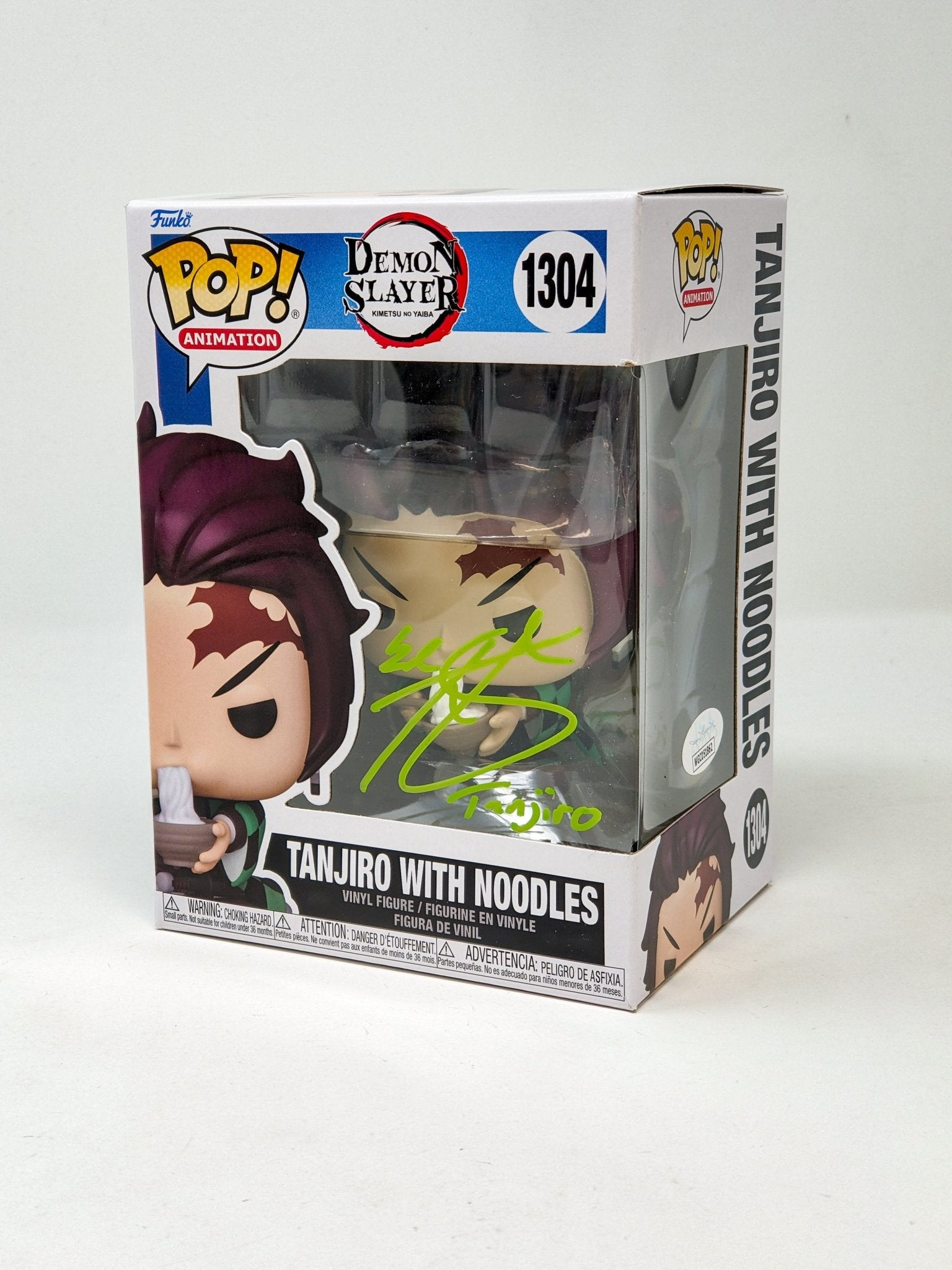 Zach Aguilar Demon Slayer Tanjiro With Noodles #1304 Signed Funko Pop JSA Certified Autograph
