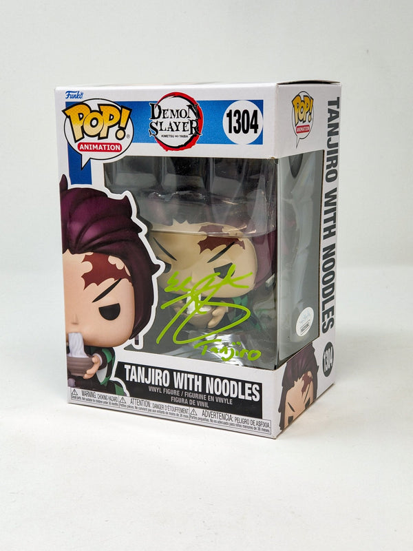 Zach Aguilar Demon Slayer Tanjiro With Noodles #1304 Signed Funko Pop JSA Certified Autograph