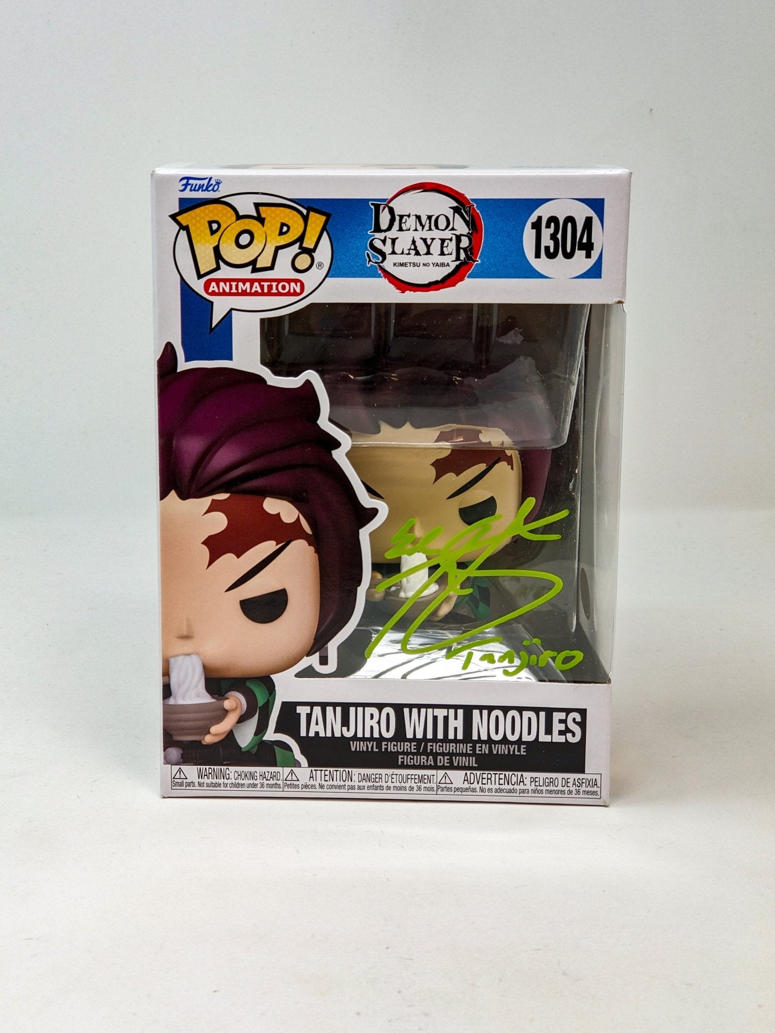 Zach Aguilar Demon Slayer Tanjiro With Noodles #1304 Signed Funko Pop JSA Certified Autograph