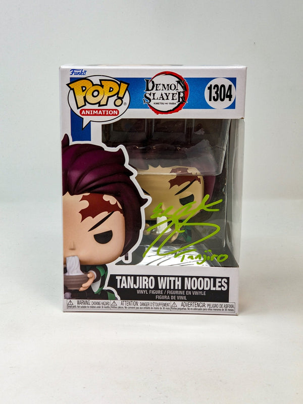 Zach Aguilar Demon Slayer Tanjiro With Noodles #1304 Signed Funko Pop JSA Certified Autograph