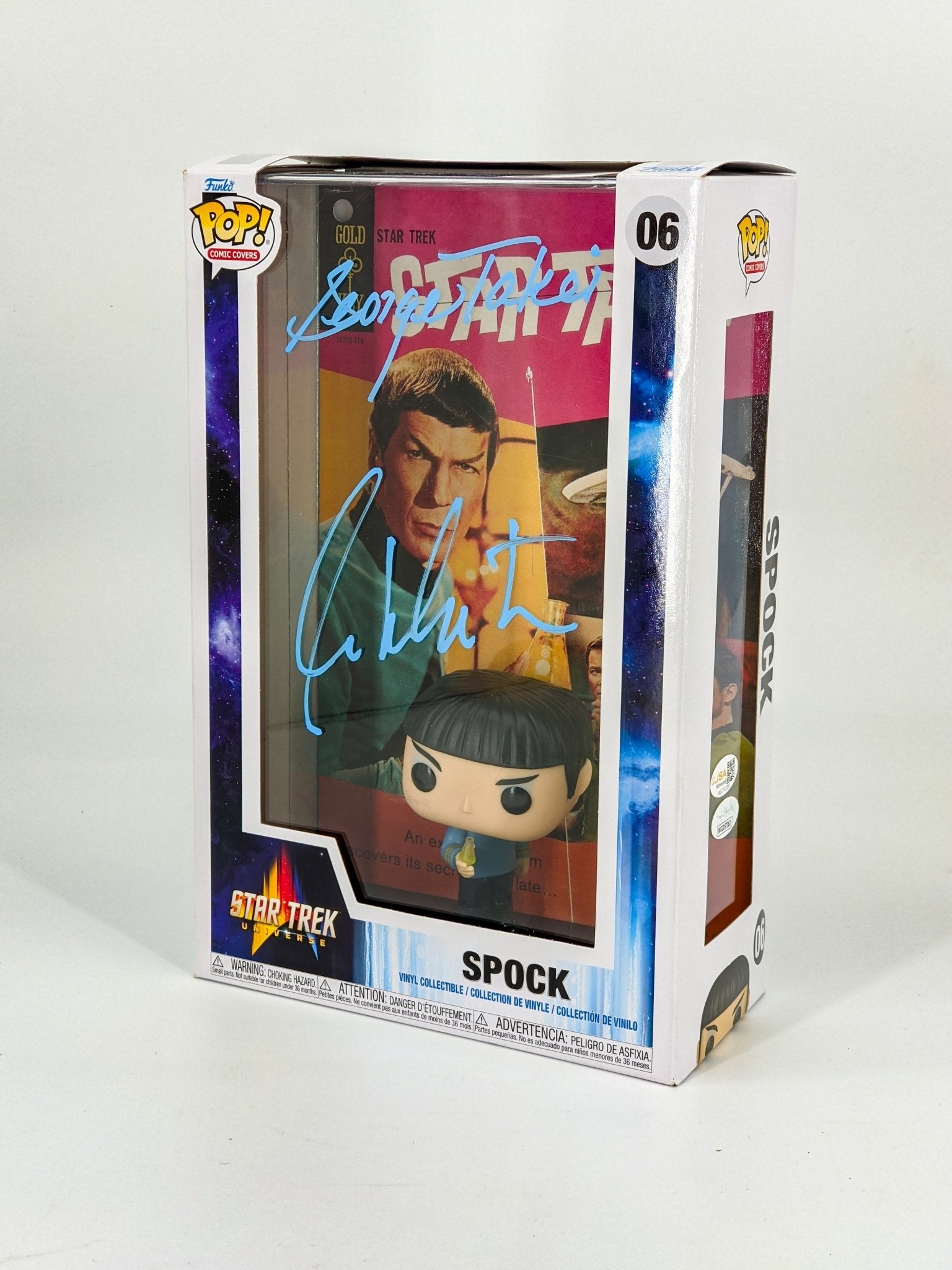 William Shatner & George Takei Star Trek Spock #06 Signed Comic Cover Funko Pop JSA Certified Autograph