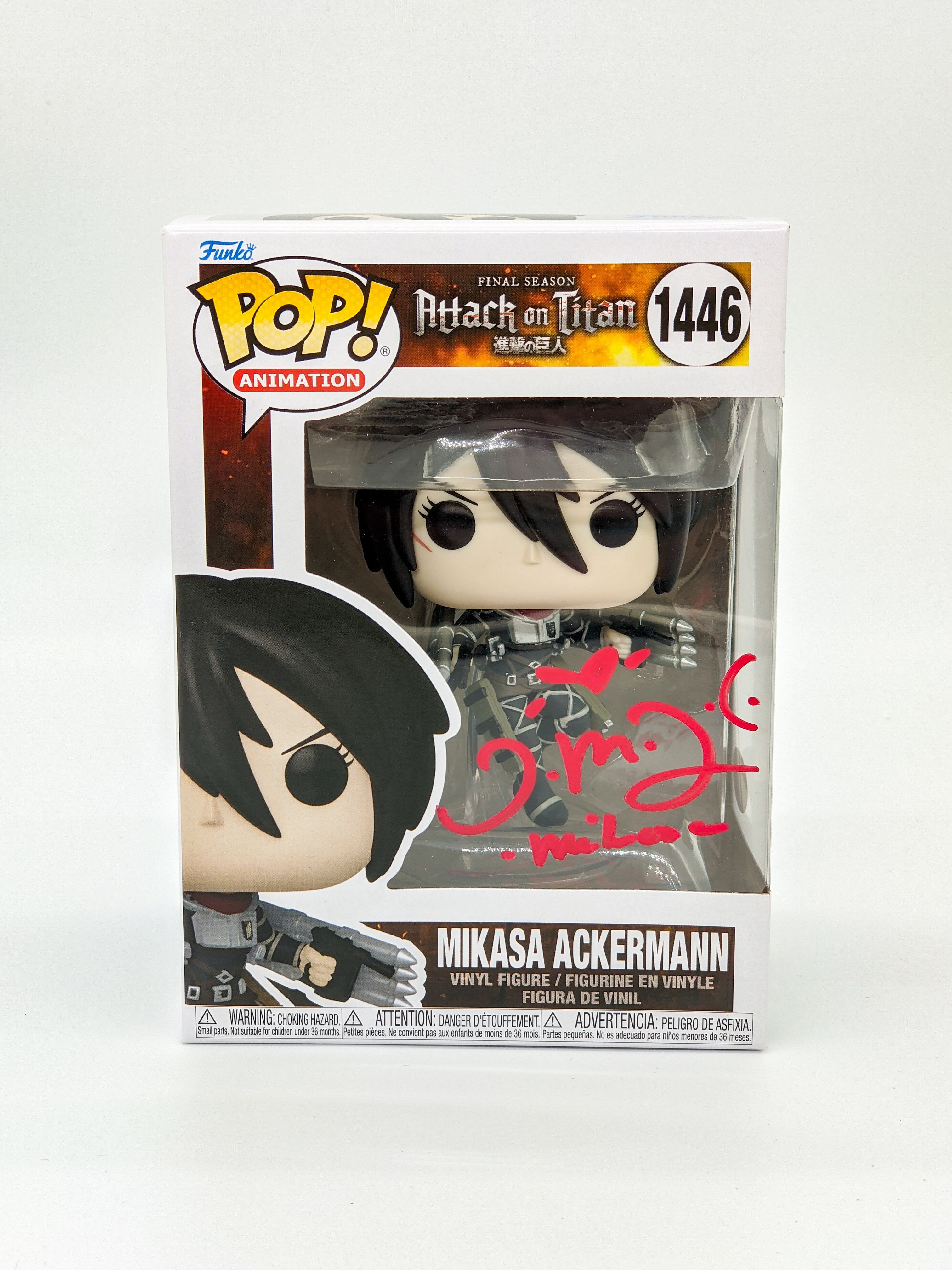 Trina Nishimura Attack on Titan Mikasa #1446 Signed Funko Pop JSA Certified Autograph
