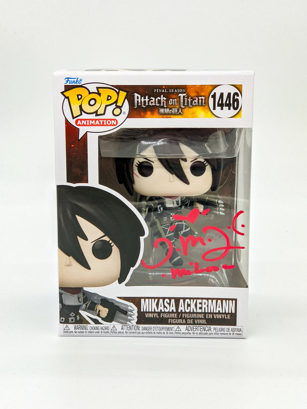 Trina Nishimura Attack on Titan Mikasa #1446 Signed Funko Pop JSA Certified Autograph