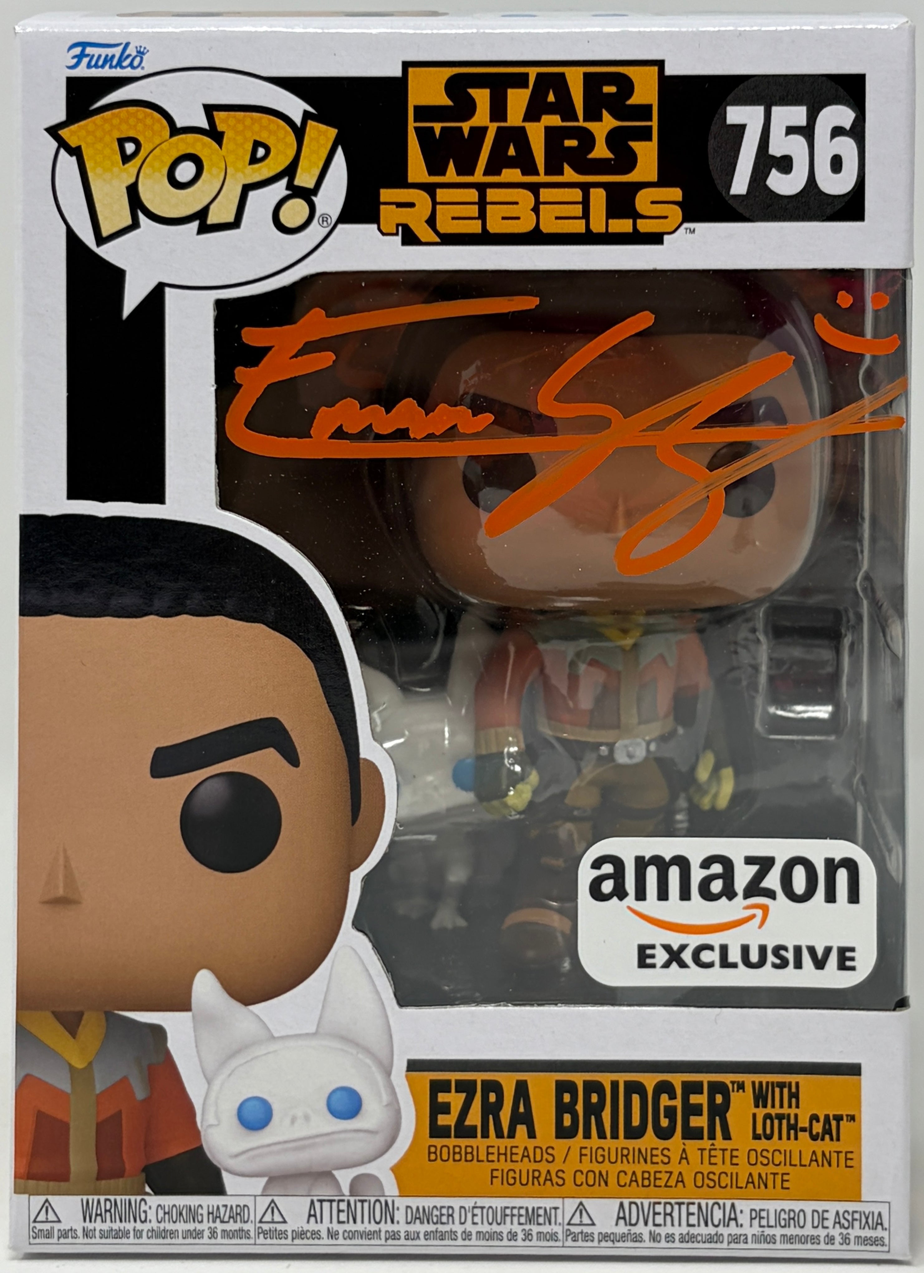 Eman Esfandi Ezra Bridger with Loth-Cat #756 Amazon Exclusive Signed Funko Pop