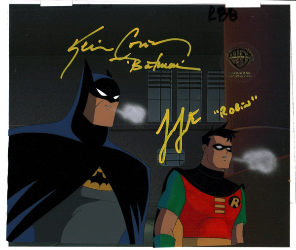 Batman 11" x 9" Signed Animation Production Cel Cast x 2 Signed Conroy, Lester JSA LOA Certified Autograph