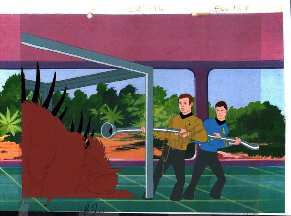 William Shatner Star Trek 12"x 10.5" Signed Animation Cel JSA LOA Certified Autograph