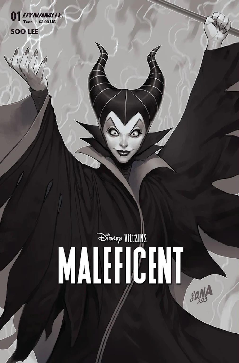 Disney Villains Maleficent #1 Cover ZE 1:10 Nakayama B&W Variant Comic Book