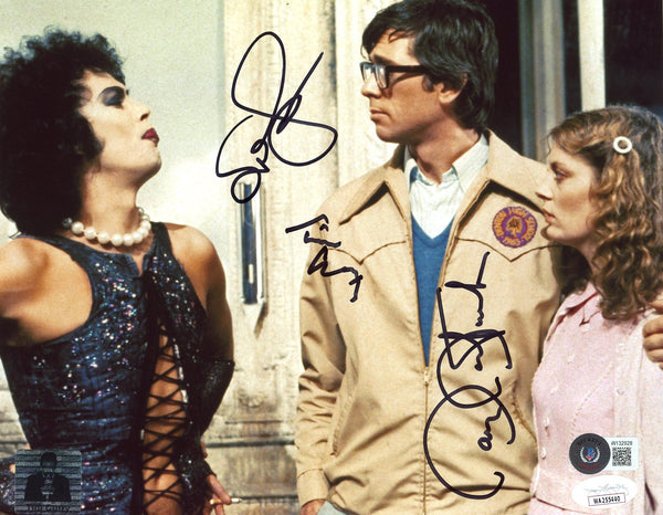 The Rocky Horror Picture Show RHPS 8x10 Curry Bostwick Sarandon Cast Signed Photo JSA COA Certified Autograph