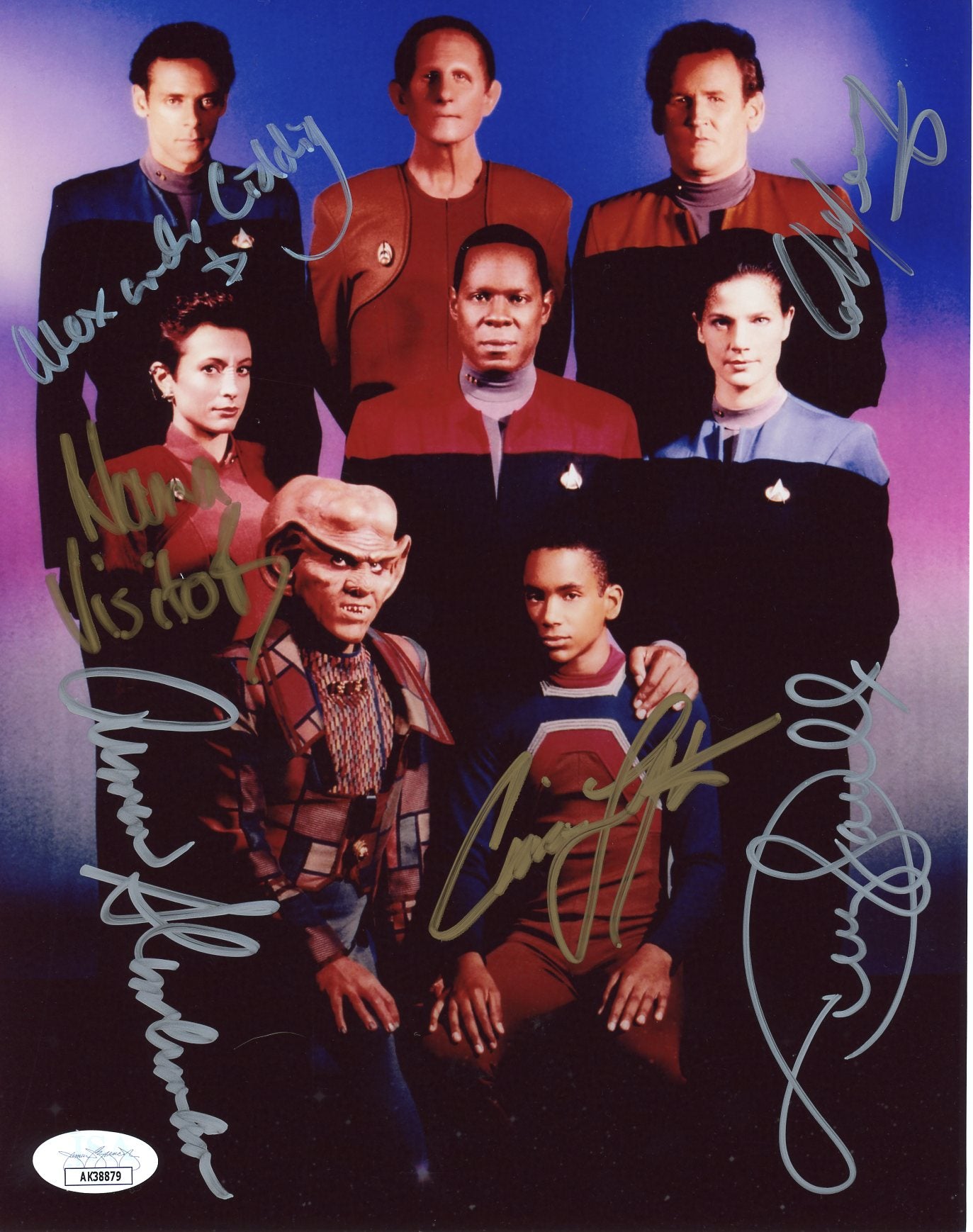 Star Trek: DS9 8x10 Farrell Lofton Meaney Shimerman Siddig Visitor Signed Photo JSA Certified Autograph
