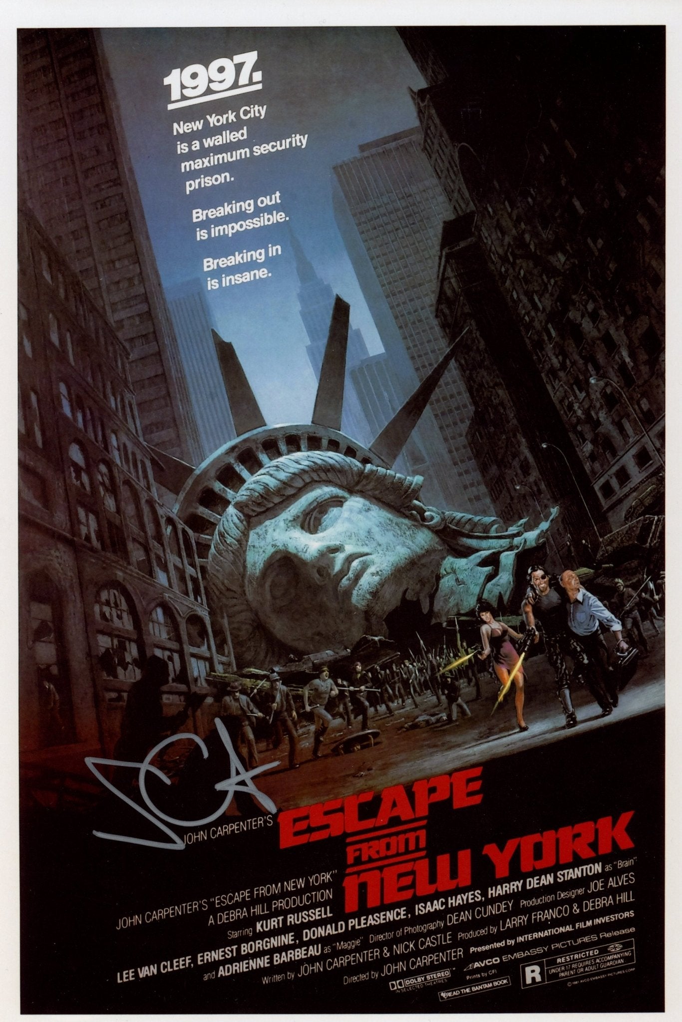 John Carpenter Escape From New York 8x12 Signed Photo JSA Certified Autograph