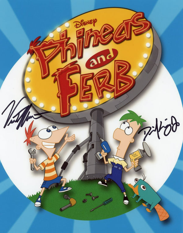 Phineas and Ferb 8x10 Photo Cast x2 Signed Errigo Martella Signed Photo JSA Certified Autograph