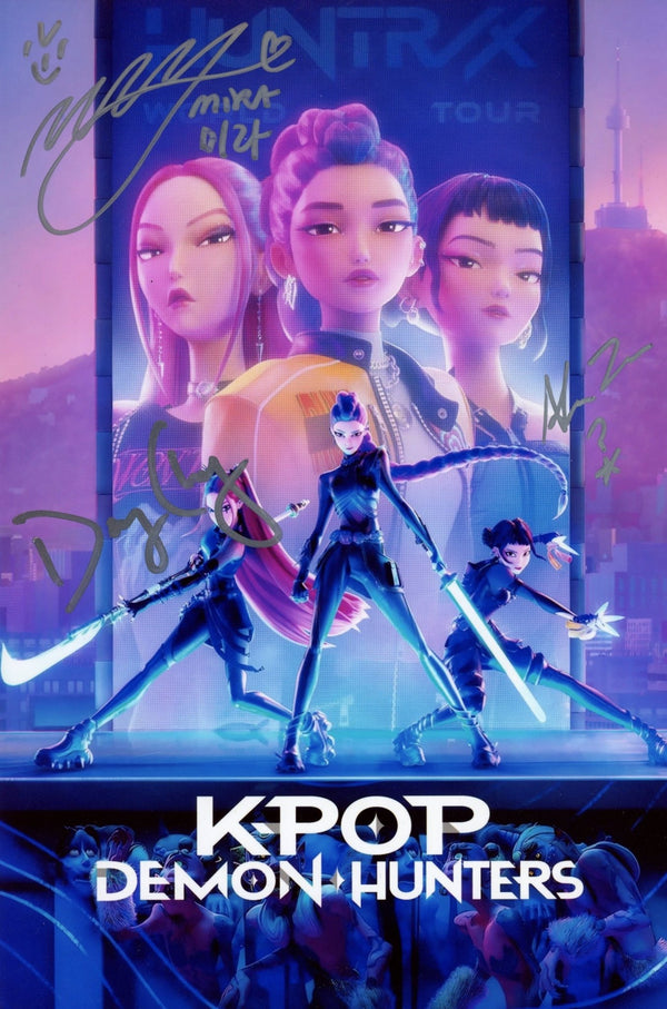 KPop Demon Hunters 8x12 Cast x3 Signed Photo JSA Certified Autograph