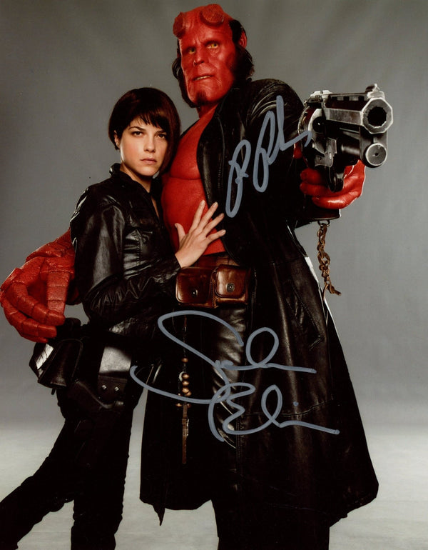 Hellboy 8x10 Photo Cast x2 Signed Selma Blair, Ron Perlman JSA Certified Autograph