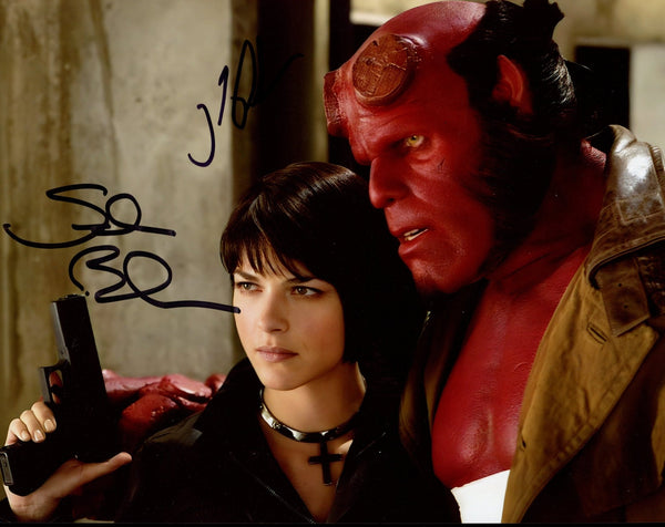 Hellboy 8x10 Photo Cast x2 Signed Selma Blair, Ron Perlman JSA Certified Autograph