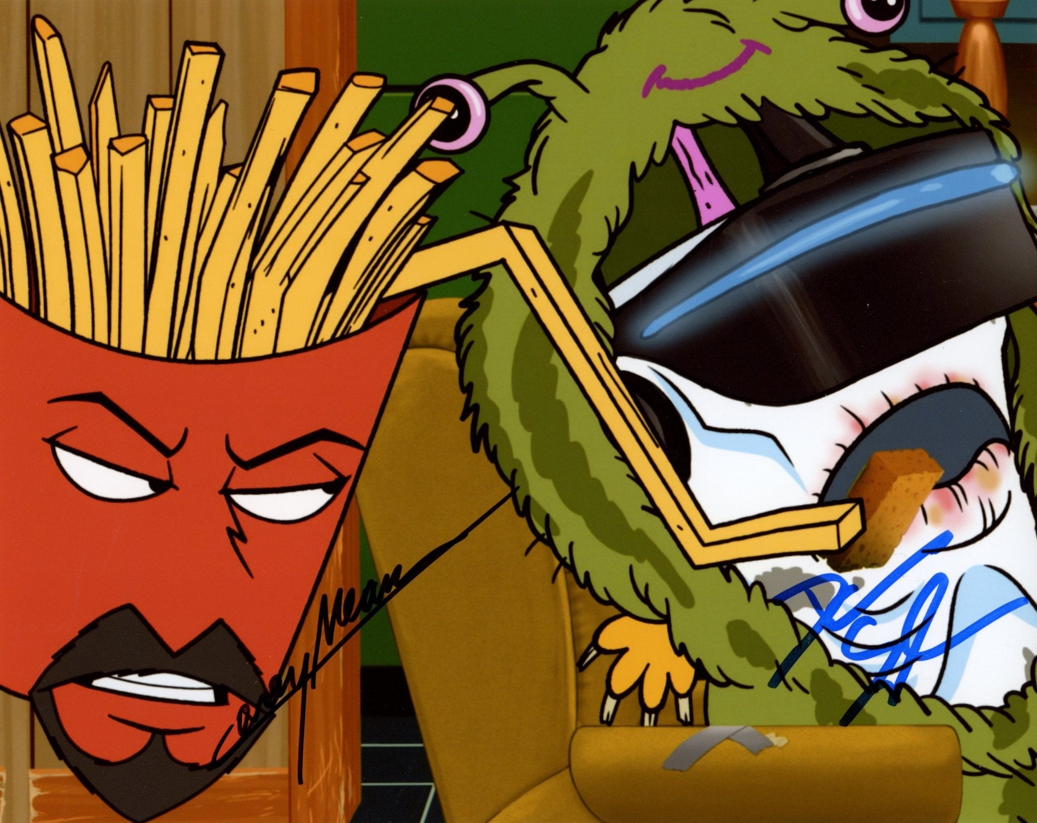 Aqua Teen Hunger Force 8x10 Photo Cast x2 Signed Snyder, Means JSA Certified Autograph